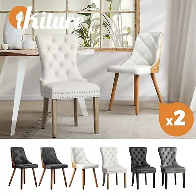 Oikiture 2x Dining Chairs Upholstered French Provincial Tufted Kitchen Cafe • $239.90