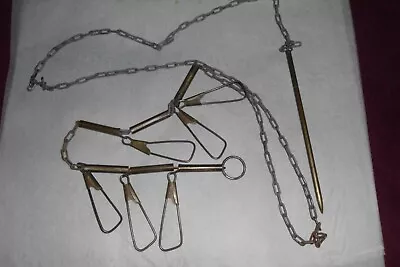 Old Vintage HEDDON WINONA  Fish Stringer Brass Hooks Spacers  8  Pin 6' Chain • $127