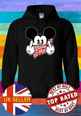 £15.94 • Buy Mickey Mouse Thug Life Gangster Middle Finger Hoodie Sweatshirt Pullover 2739