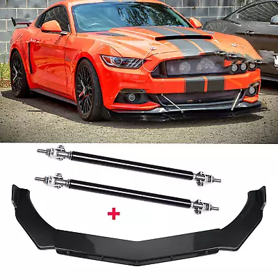 For Ford Mustang Carbon Fiber Front Bumper Lip Splitter Spoiler+Strut Rods • $59.99