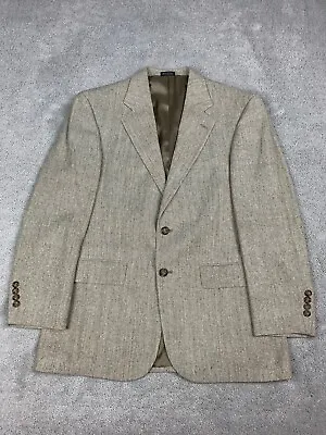 Oscar De La Renta Blazer Mens 38R Cream White Tweed Silk Sport Suit Coat Jacket • $38.99