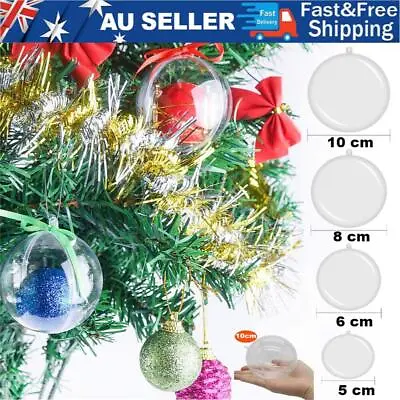 10Pcs Christmas Ball Fillable Baubles Clear Ball Xmas Tree Decor Ornament Bulk • $28.49