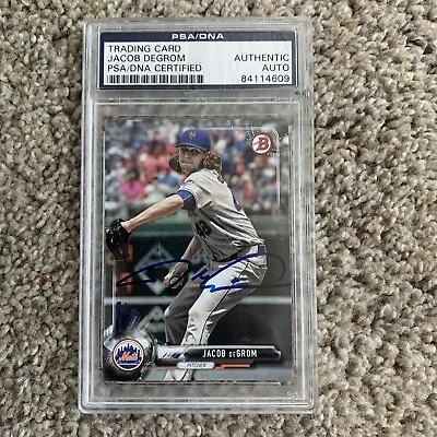 Jacob DeGrom Mets Signed 2017 Bowman Card #73 Auto PSA/DNA SLABBED**Ships Free** • $249.95