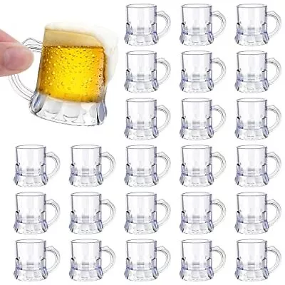 Breroa 24 Pieces Mini Plastic Beer Mugs 1 Ounce Mini Beer Mug Shot Glasses Wi... • $22.42