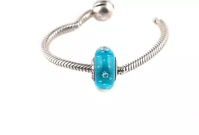 PANDORA Retired Blue Effervescence Murano Glass Charm • $8.50