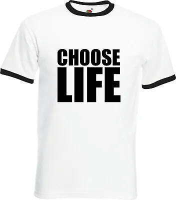 Choose Life T Shirt Ringer Retro 80's Fancy Dress Party All Sizes • £9.10