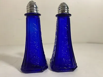 Vintage Colbat Blue Glass Salt And Pepper Shakers  • $13.73