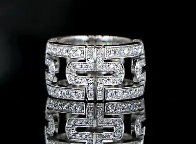 $7250 • Buy $12,500 Bvlgari Bulgari Parentesi 18K White Gold Pave Diamond Ring Band #50 5.5