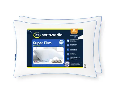 2 Pack Sertapedic Super Firm Bed Pillow Standard/Queen And King Size - White • $20.39