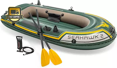 Seahawk 2 Inflatable 2 Person Floating Boat Raft Set With Oars & Air Pump • $116.26