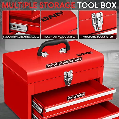 14  2-Drawer Steel Workshop Garage Household Lockable Portable Tool Box Storage • $42.99