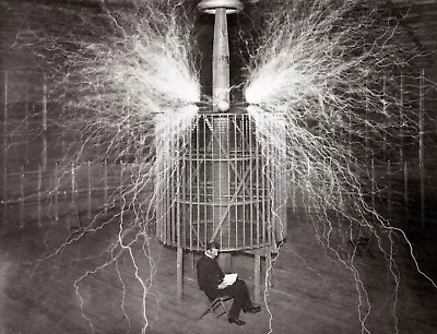 NIKOLA TESLA LAB GLOSSY POSTER PICTURE PHOTO PRINT Death Ray Light Bulb Old 2157 • $11.99