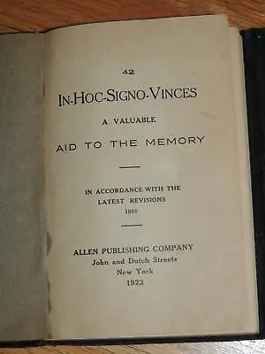 $53.99 • Buy In Hoc Signo Vinces Mason Manual Book Encoded 1923