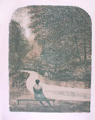 $85 • Buy Harold ALTMAN Signed Lithography Seated Woman In The Park 1985