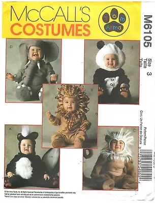 2010 McCall's Costumes M6105 Toddlers Costumes Skunk Lion Monkey Sewing Pattern • $13.23