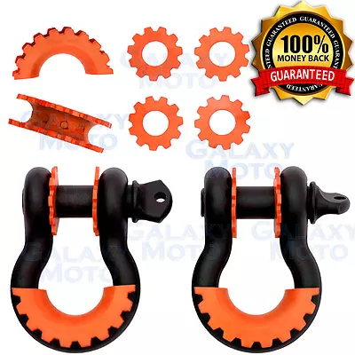 1 Pair 3/4  Black 4.75 Ton D-Ring Shackle+Orange Isolator Washer Silencer Clevis • $44.97