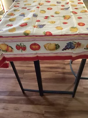 Vintage Italian Made Tablecloth/Tovaglia Mixed Fruit Theme 60”x95” Rectangle  • $59