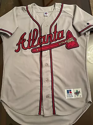 Vintage 90’s Atlanta Braves Authentic On-Field Russell Away Gray Jersey 44/L • $175