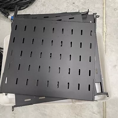 Used Pro Black Front-to-Back Fixed Server Rack Shelf Modem 1U 19 Cabinet Shelf • £29