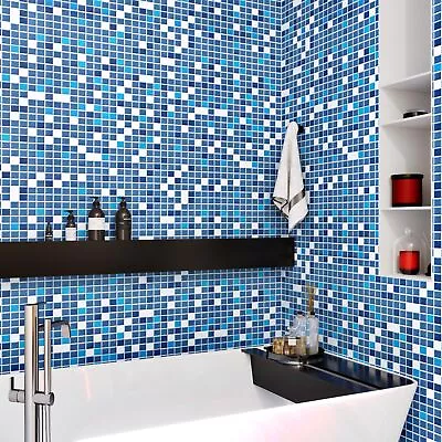 24 X118  Blue Mosaic Contact Paper Peel And Stick Waterproof Wallpaper For Ba... • $41.39