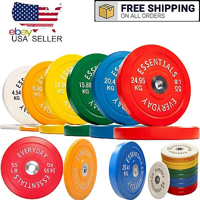 Color Coded Olympic Bumper Plate Weight Plate Steel Hub SINGLES OR SETS 370LBS • $180.99