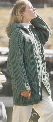 £1.99 • Buy Knitting Pattern Ladies & Girls Aran Style Duffle Coat Jacket Chunky Yarn 30-40 