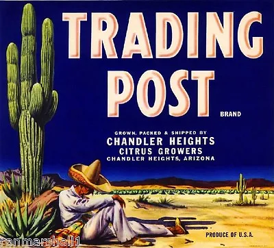 Chandler Arizona Trading Post Orange Citrus Fruit Crate Label Vintage Art Print • $11.19