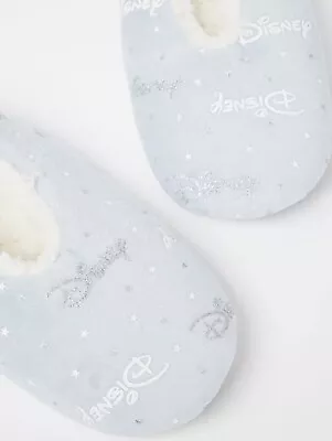 £10.50 • Buy Disney Minnie Mickey Mouse Logo Blue Faux Fur Slipper Sock Sizes 3-5 & 6-8 New