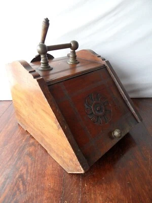 £54.95 • Buy Vintage H.P Colman Norwich Wooden Coal Scuttle Fireplace Bucket LINER & SHOVEL