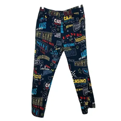Moschino Jeans Men's Vintage 90s Black Colorful Graphic Print Casino Pants - 34 • $100.94