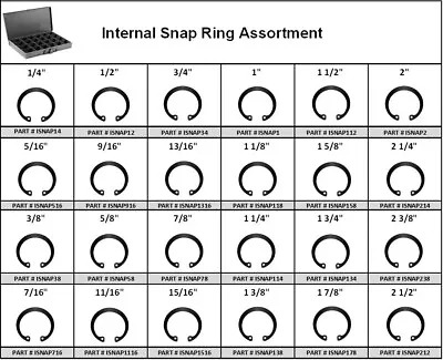 Internal Snap Ring Assortment In 24 Hole Metal Locking Tray • $129