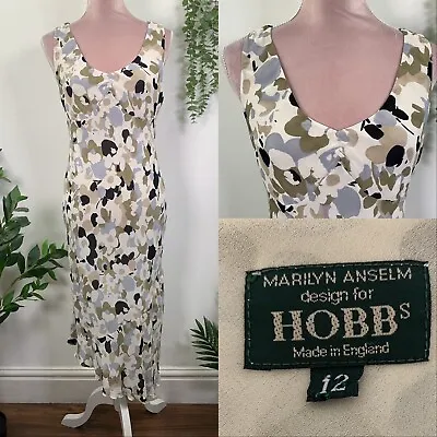 Hobbs X Marilyn Anselm Multi Viscose Asymmetric Flare Bias Cut Maxi Dress UK 12 • £19.95