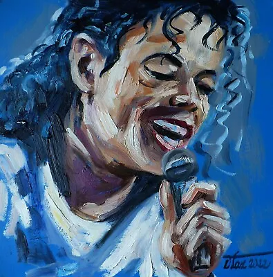 Michael Jackson Singer Music Oil Painting Impressionist Dorothy Laz COA • $80.85