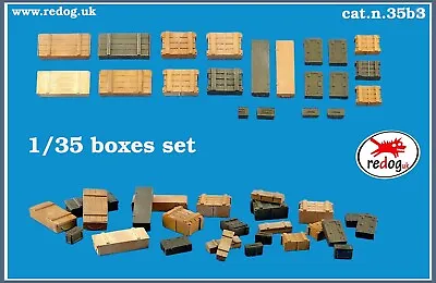 Redog 1/35 Boxes And Crates Mix - 25 Pieces -  Scale Model /Stowage Kit   • £9.99