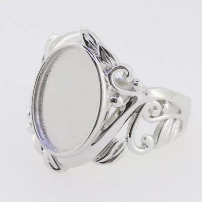 925 Sterliing Silver Semi Mount Ring Setting OV 14x10mm Cabochon White Topaz • £30.96