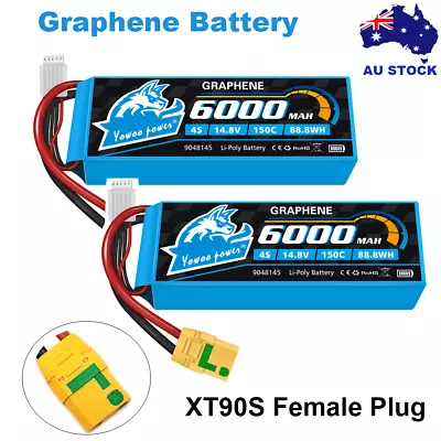 2pcs Yowoo 14.8V 4S 6000mAh 150C XT90S Lipo Battery Graphene For RC Car Airplane • $156.03