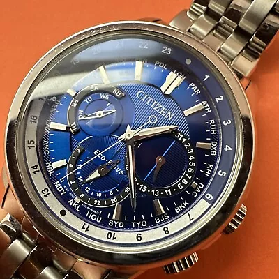 Citizen Men's Eco-Drive Stainless Steel W/ Blue Dial 6 1/4  Watch 8729-R005791 • $124.85