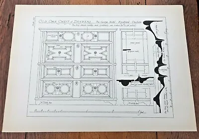 1902 Large Measured Drawing Print. Oak Chest - George Hotel Knutsford . Plate 43 • £24.99