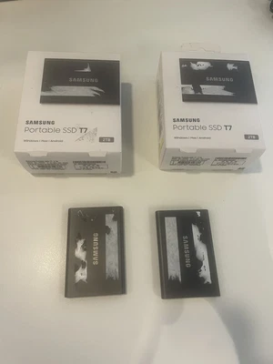 $200 • Buy 2x Samsung T7 2TB Portable External SSD Grey (MU-PC2T0T) Used With Boxes Cables