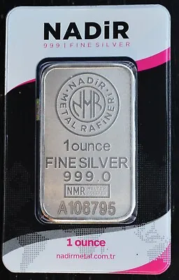 Nadir Metal Refinery NMR 1 Oz .999 Fine Silver Bullion Bar - In Assay Card • $41.77