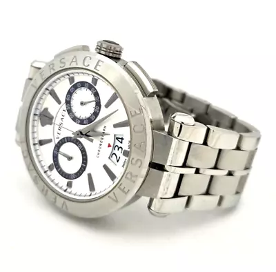 Versace Aion Chronograph Quartz Silver Dial Men's Watch - Panda Dial • $329.99