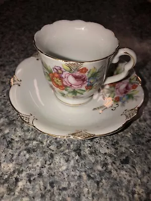 Vintage Coffee Cup And Saucer Hand  Painted Made In Occupied Japan • $10