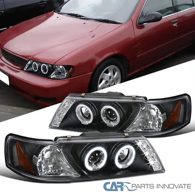 $173.95 • Buy Fit 95-99 Nissan Sentra 200SX Black LED Halo Projector Headlights Head Lamps L+R
