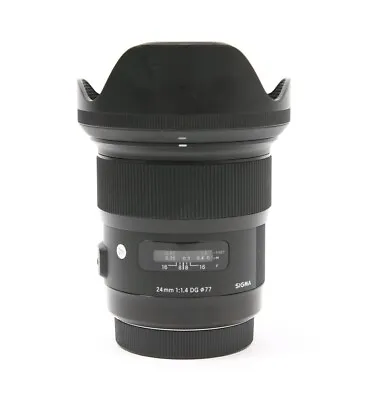 Sigma 24mm F/1.4 DG HSM Art Lens For Canon EF With Both Caps & Hood • £399.99
