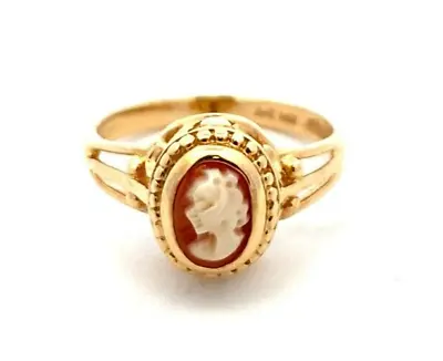 Vintage 14K Yellow Gold & Carved Cameo Size 6 Ring! 191 • $149.99