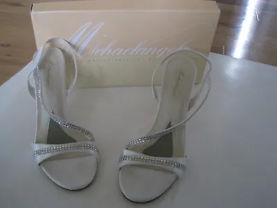 Bride Shoes Michaelangelo YVETTE David Bridal Rhinestone Satin Size 8.5 W/ Box  • $14.97