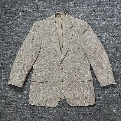 Magee Donegal Tweed Jacket Men 42R Beige Herringbone Wool Sport Coat Ireland VTG • $59.90