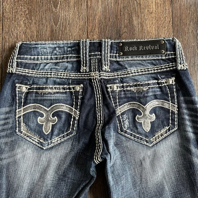 $49.99 • Buy Rock Revival Buckle Alanis Bootcut Bling Embellished Sequins Denim Jeans 27