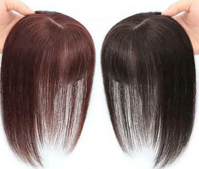 4.7 X3 Human Hair Toppers Flat Bangs For Women Clip In Natural Scalp Top Piece • £22.74