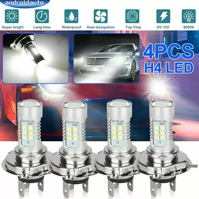 4x H4 6000K 9003 HB2 Super White LED Headlight Bulb Conversion Kit High Low Beam • $11.99